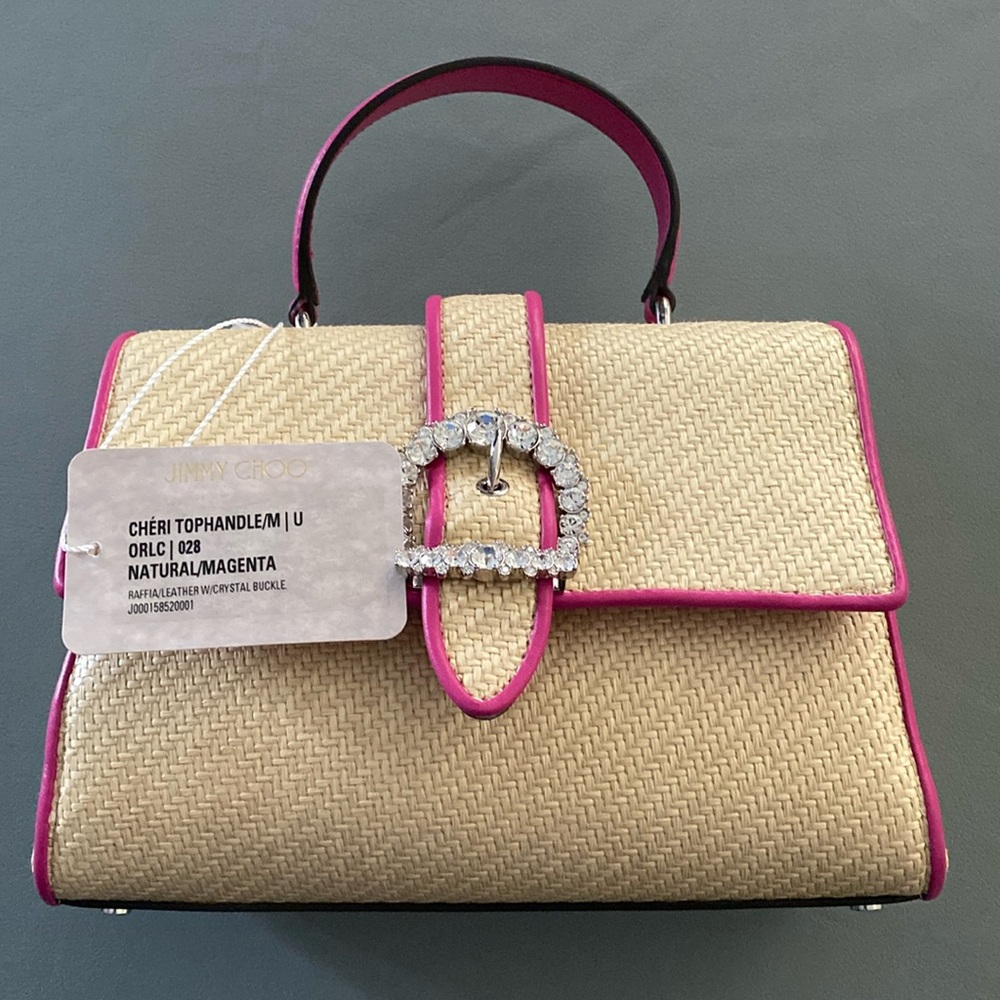 Jimmy Choo Cheri Raffia Handle Top Bag